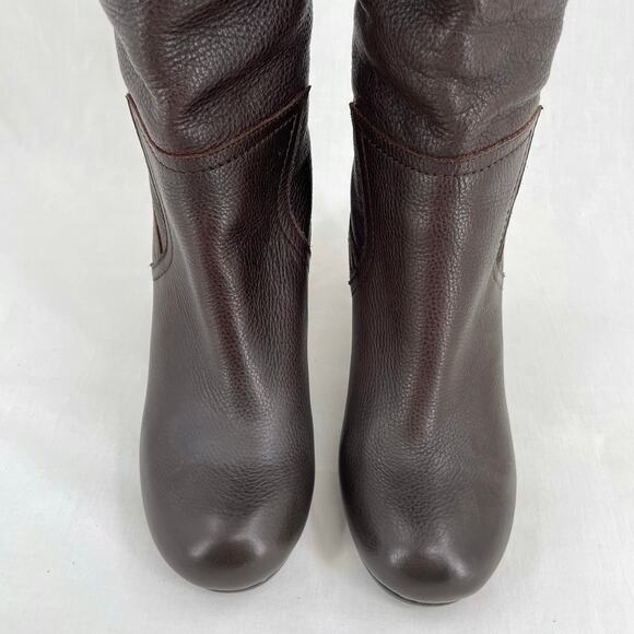 See By Chloe Tall Leather Boots Chocolate Brown Wool Lined High Heeled Size 37.5 - Picture 8 of 15